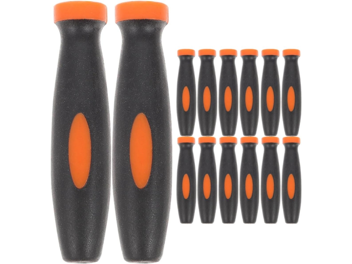 Conjunto De 15 Peças Cabos Borracha Ergonômicos Para Limas, Pretos E Laranjas, Antiderrapantes, Para Ferramentas De