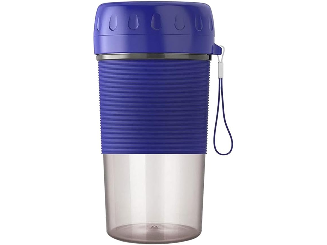 Mini liquidificador elétrico portátil recarregável USB, 300ml, azul