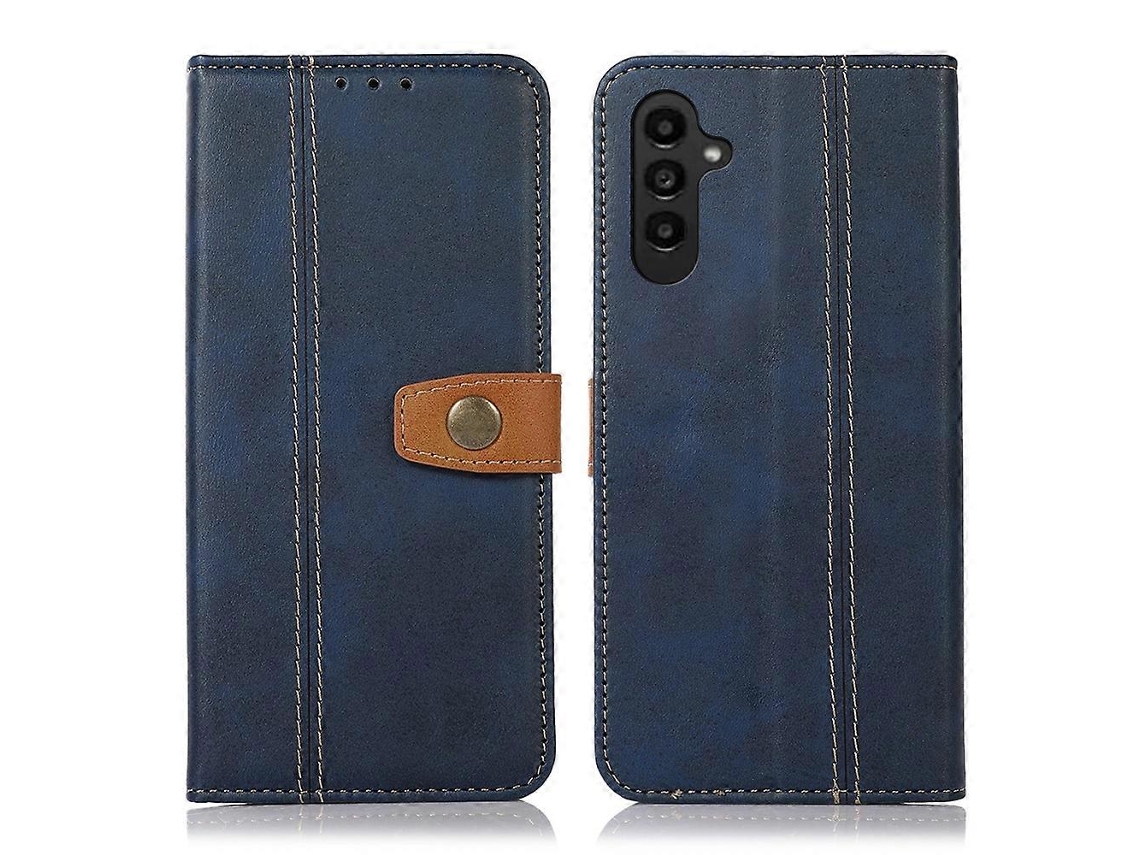 Capa De Couro Com Textura De Bezerro E Linha De Costura Para Samsung Galaxy A14 5g