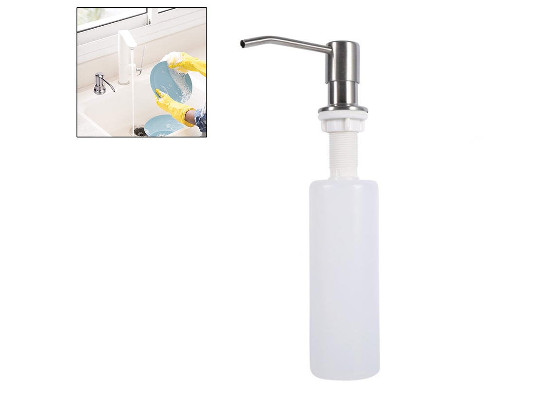 Dispensador de Sabão de 300ml, Aço Inoxidável 304, Spray, Reutilizável, para Cozinha e Banheiro