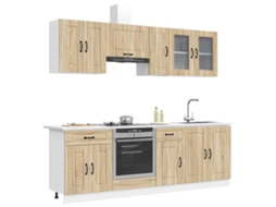 Vidaxl 8 Peças Armário De Cozinha Conjunto Kalmar Sonoma Carvalho