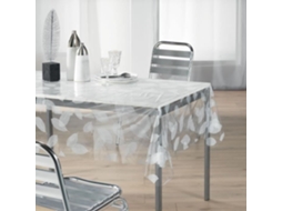 Soft Interior Toalha de Mesa com Estampa de Folhas Linha Decor Cristal 140X240 Cm Branco DOUCEUR D'INTERIEUR