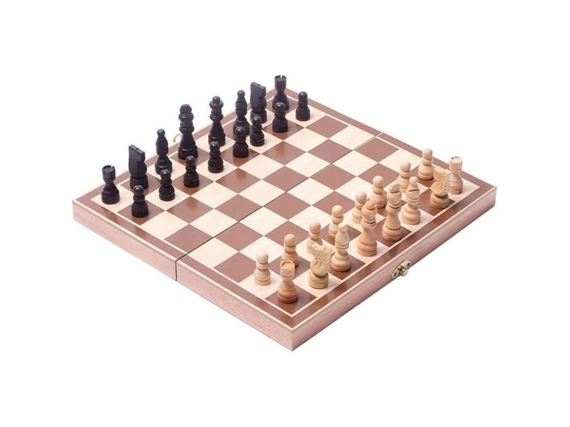 2026 tablero de Ajedrez Plegable de Madera Clásico Vintage Con Piezas Grabadas, Tamaño Portátil de 38 X 38 Cm.