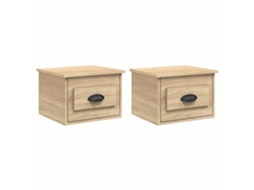 Wall-mounted Bedside Cabinet, Wall-mounted Bedside Cabinets Vidaxl Marrom Madeira Processada (n/a)