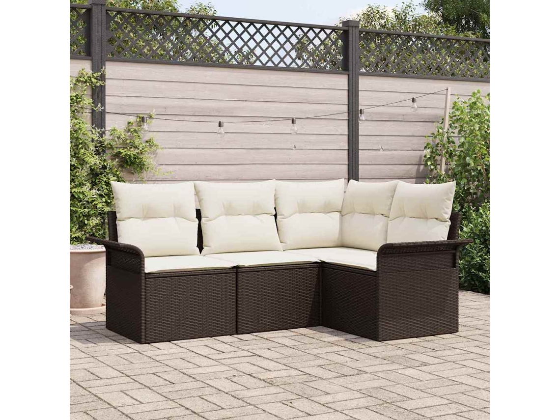 Vidaxl Conjunto De Sofá De Jardim 4 Unid. Castanho Vime Pe