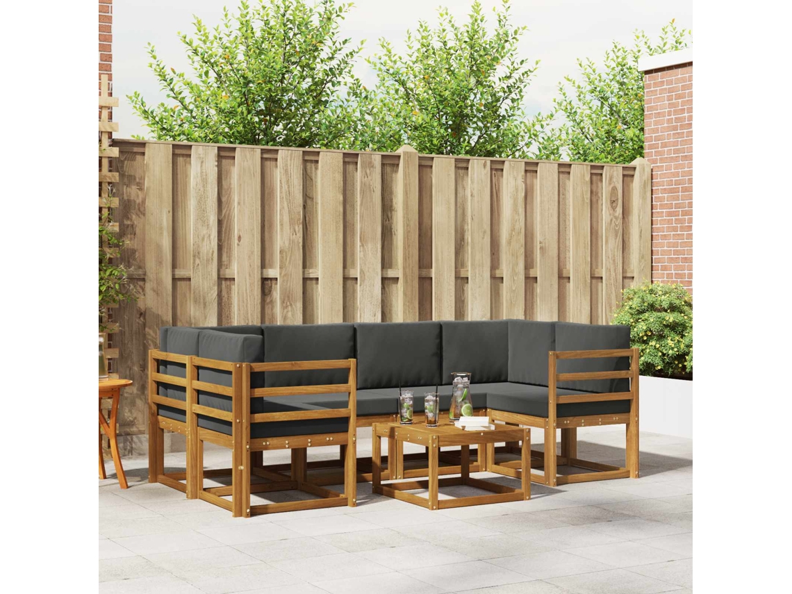 Vidaxl Conjunto De Sofás Para Exterior 7 Pcs Natural E Antracite