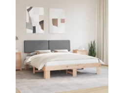 Vidaxl Estrutura De Cama Com Cabeceira Estofada Cinzento-claro