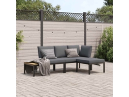 Pcs Conjunto De Sofás P/ Jardim C/ Almofadões Alumínio Preto Dkd Home Decor