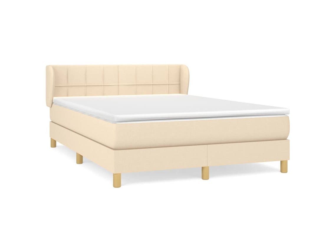 Cama com Molas/colchão 140x200 Cm Tecido Cor Creme MAISON EXCLUSIVE