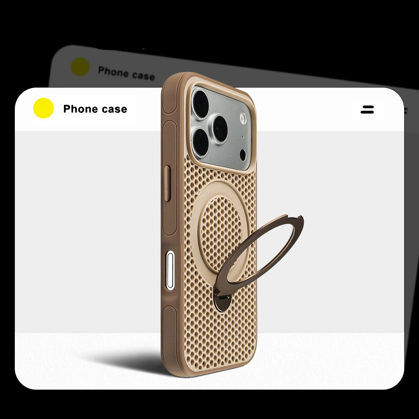 Capa Para Celular (iphone 15 Pro Max) Com Design Em Malha Alveolar, Transparente E Com Suporte.