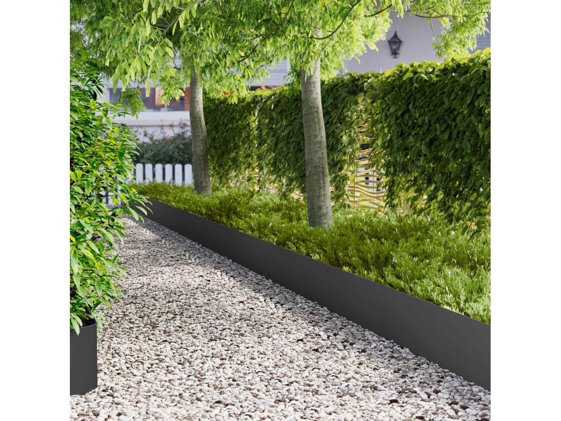 Vidaxl Acabamento Para Gramado 20 Unid. 100 X 22 Cm Aço Preto