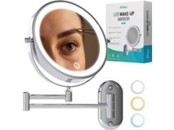 Mirlux Espelho De Maquiagem - Recarregável - Cromado - Ampliação De 1 A 10x - Com Luz Led