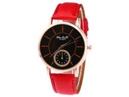 Relógio de pulso elegante com mecanismo de quartzo e pulseira de couro, ideal para estudantes. Presente perfeito para mulheres, homens, crianças e namoradas. Cor vermelha.