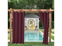 Cortina Blackout Térmica, Para Varanda E Jardim, Ilhós, Privacidade, Proteção Uv, Resistente Vento, 2 Peças, 132 X 238 Cm
