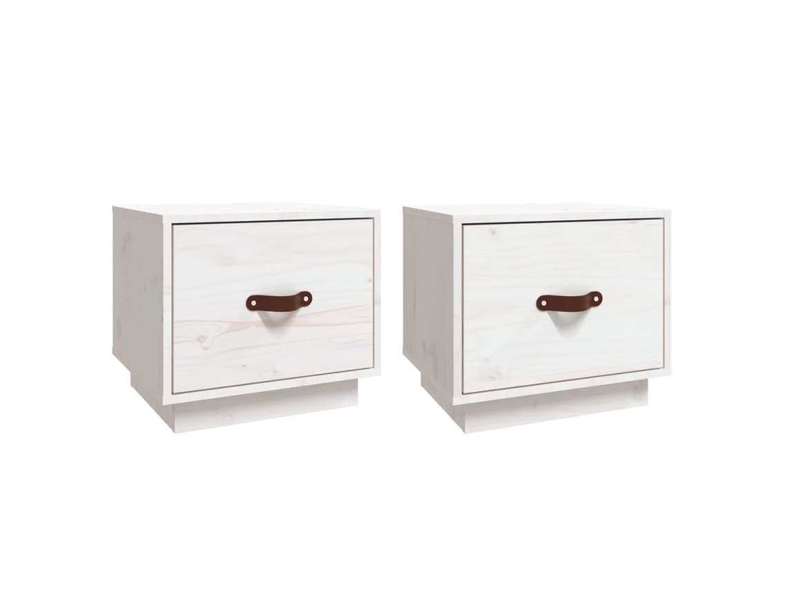 Maison Exclusive - Mesas De Cabeceira 2 Pcs 40x34x35 Cm Pinho Maciço Branco
