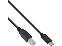 Cabo de Dados INLINE (USB-C - USB B - 2 m - Preto)