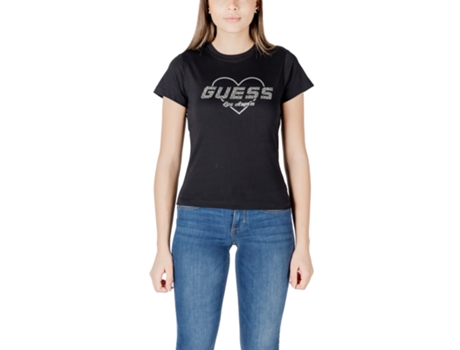 T-shirt De Mulher Guess Active Tank Narciso Cn Algodão Preto (s)