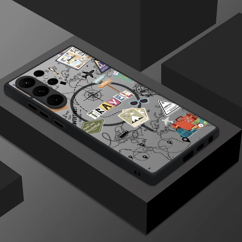 (preto) Capa Magnética Para Celular Galaxy S24 Fe Com Estampa Criativa De Avião, Fosca