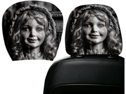 Capa Encosto com Cabeça de Carro e Fantasma Engraçado