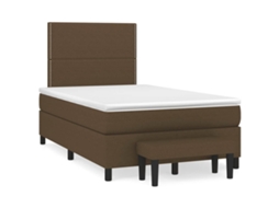 Vidaxl Cama Boxspring Com Colchão 120x190 Cm Tecido Castanho-escuro