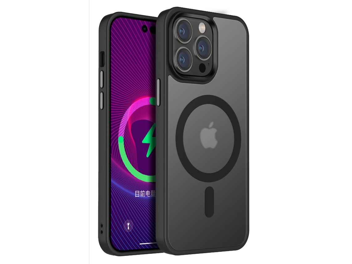 Capa Magsafe Para Iphone 15 Pro Max À Prova De Choque Fosco -preto Gertiz