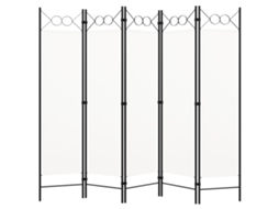 Vidaxl Divisória De Quarto Com 5 Painéis 200x180 Cm Branco