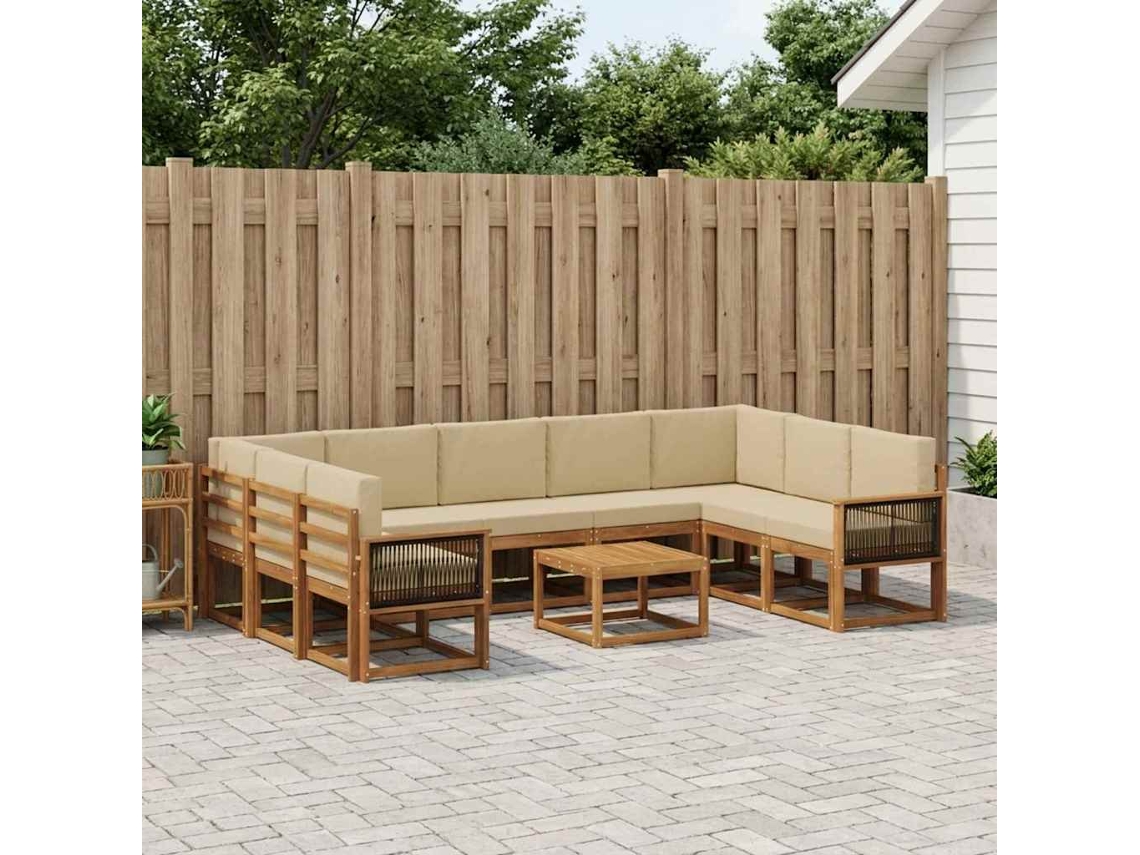 Vidaxl Conjunto De Sofás Para Exterior 10 Unid. Natural E Bege