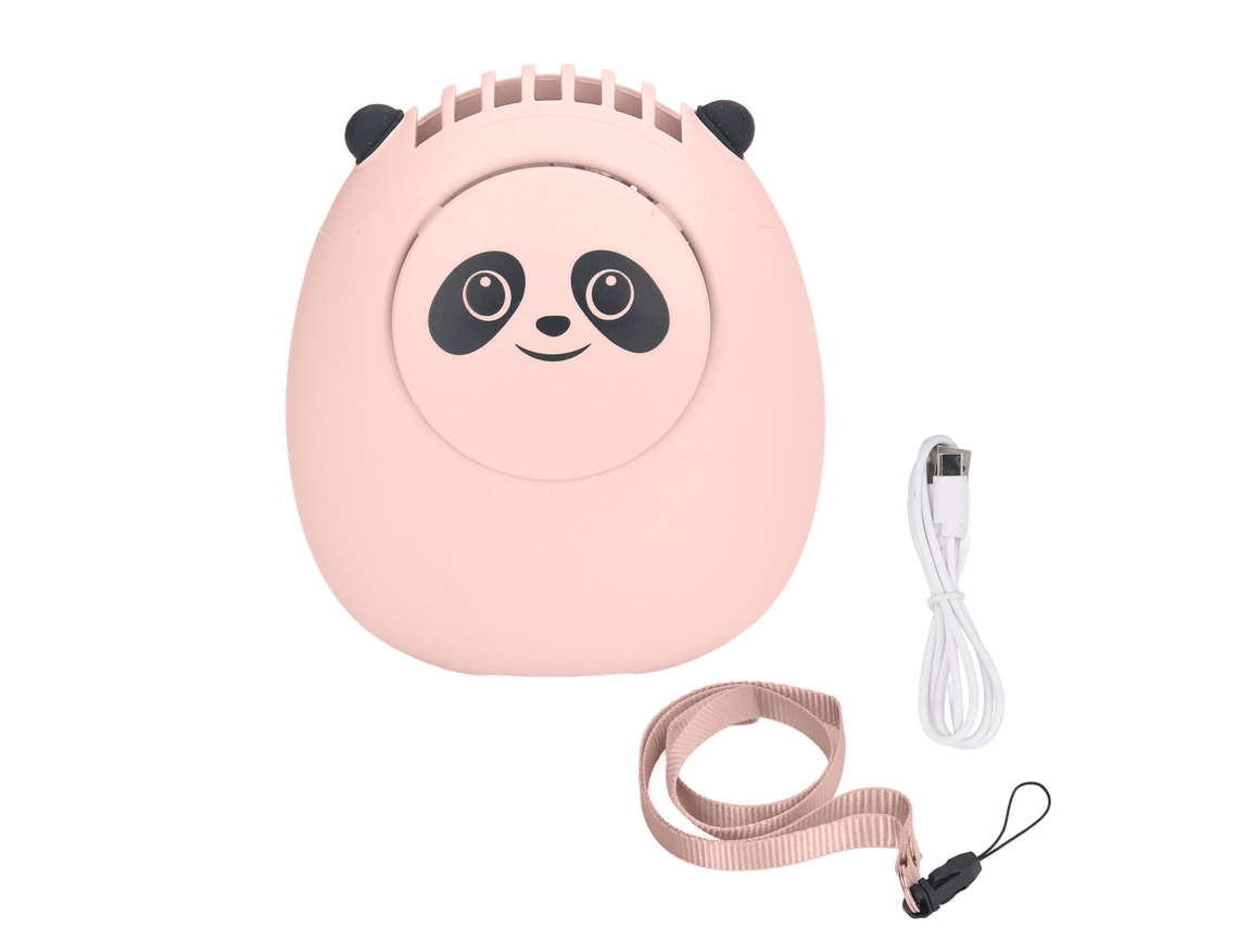 Ventilador de Cuello Portátil Oso Bonito 3 Velocidades Usb Recargable Silencioso Sin Aspas Mini Con Lanyard Rosa