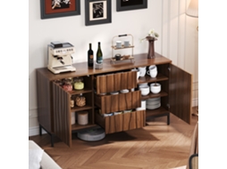 Sideboard 150cm Eiche Dunkel, 3 Schubladen, Mid Century, Küche/wohnzimmer/flur-hm