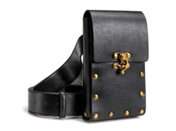 Bolsa De Cintura Medieval Vintage De Couro Com Portátil Para Telefone Preto Linjou