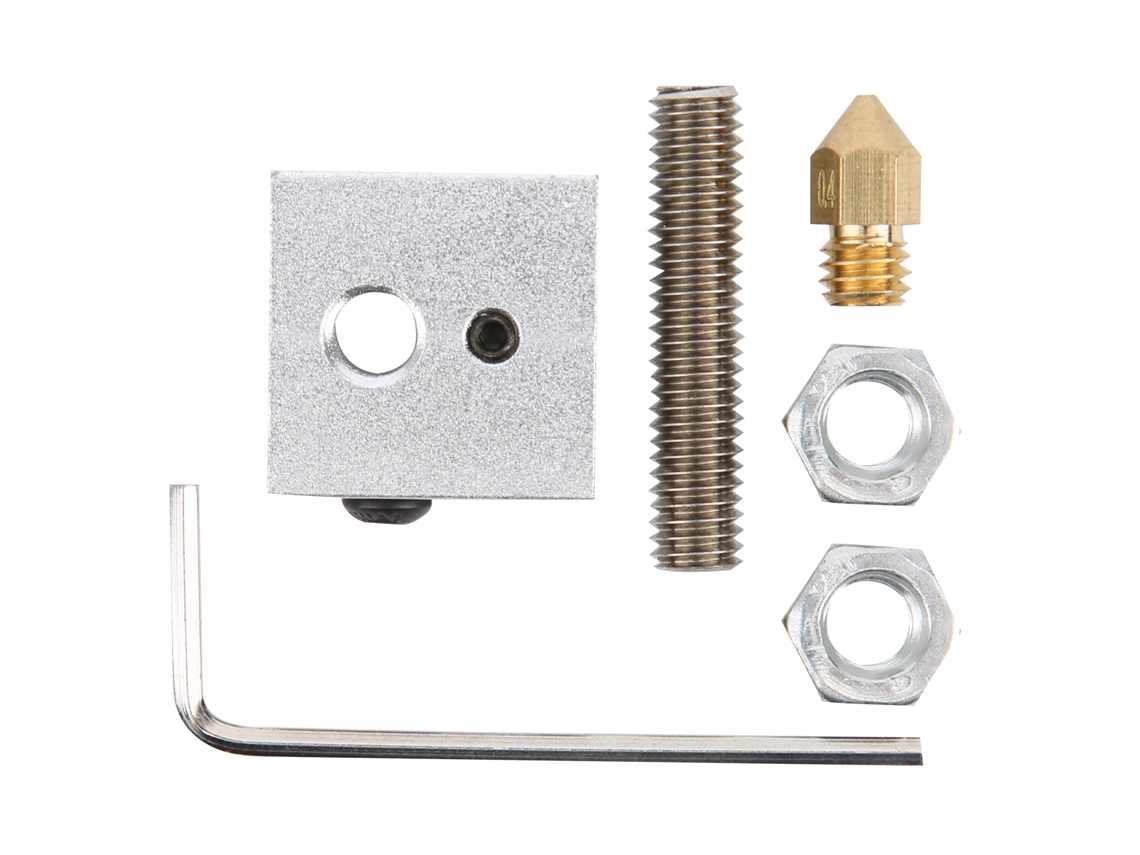 4 Conjuntos Acessórios Impressora 3d Bloco Aquecimento Extrusor Bico 0.4mm Tubo Rosqueado 1.75mm | S/MARCA