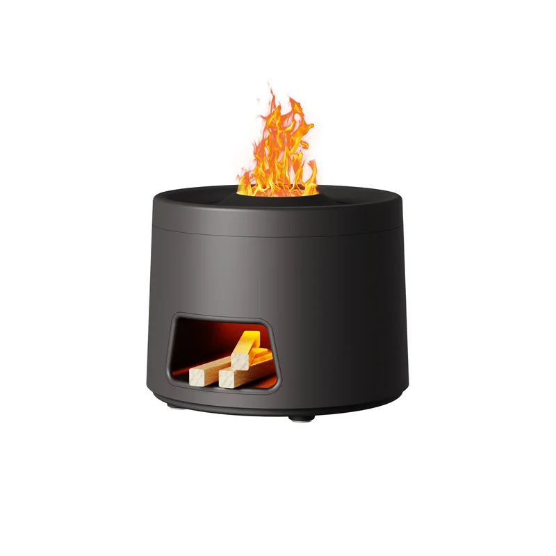 Difusor De Óleos Essenciais (preto, Tipo C) Com Usb E Umidificador De Ar Com Chama.