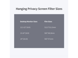 Filtro De Tela De Privacidade Suspenso Para Monitor 23-24'' 16:9 Anti-uv E Anti-glare Com Alta Transmissão