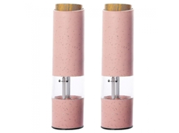 Conjunto De 2 Moinhos Elétricos De Sal E Pimenta Rosa Operados Por Bateria S Aquaforge