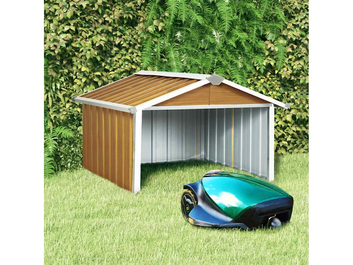 Vidaxl Abrigo Para Corta-relva 92x97x63 Cm Aço Galvanizado Castanho