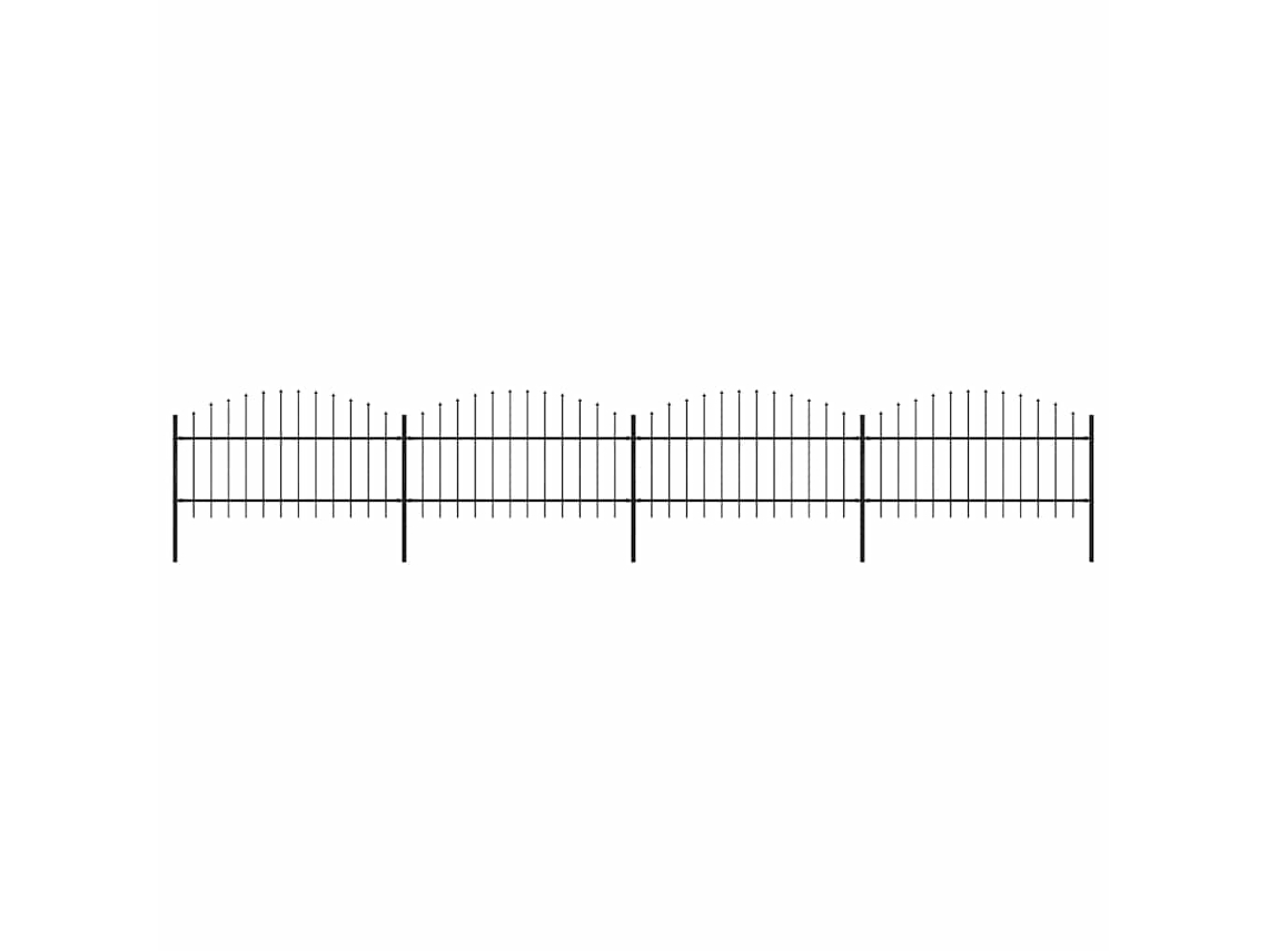 Vidaxl Cerca De Jardim Com Topo Em Forma De Lança Em Aço 714,5x125 Cm, Preta