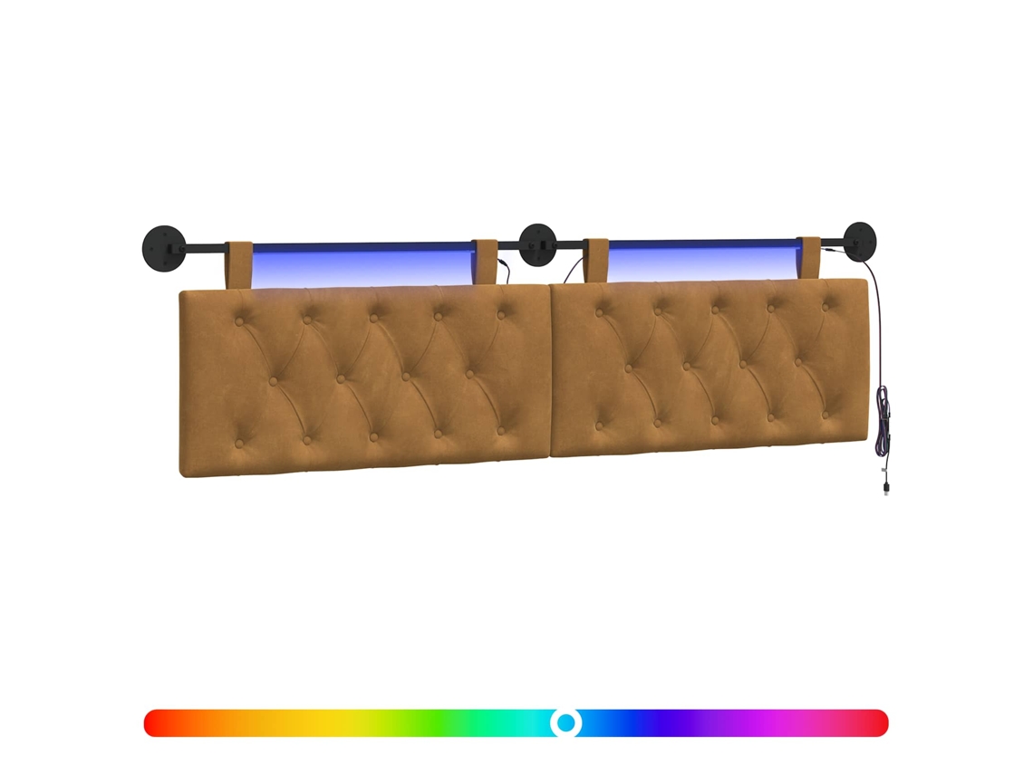Conjunto 1 Cabeceira Moderna Vidaxl Castanho Veludo (170 X 55 X 7 Cm)