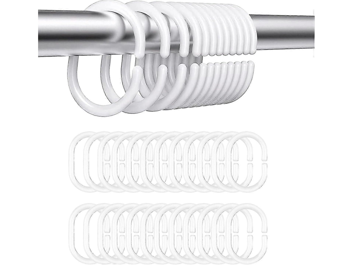 24 Argolas Para Cortina De Box, Formato C, Plástico, Para Banheiro E Quarto