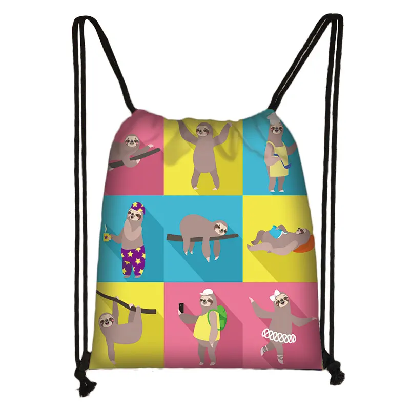 Mochila Com Estampa De Bicho, Preguiça, Estilo Ingênuo, Com Cordão, Ideal Para O Dia A, Compras E Organização. Perfeita Para Meninas Jovens.~ 07206