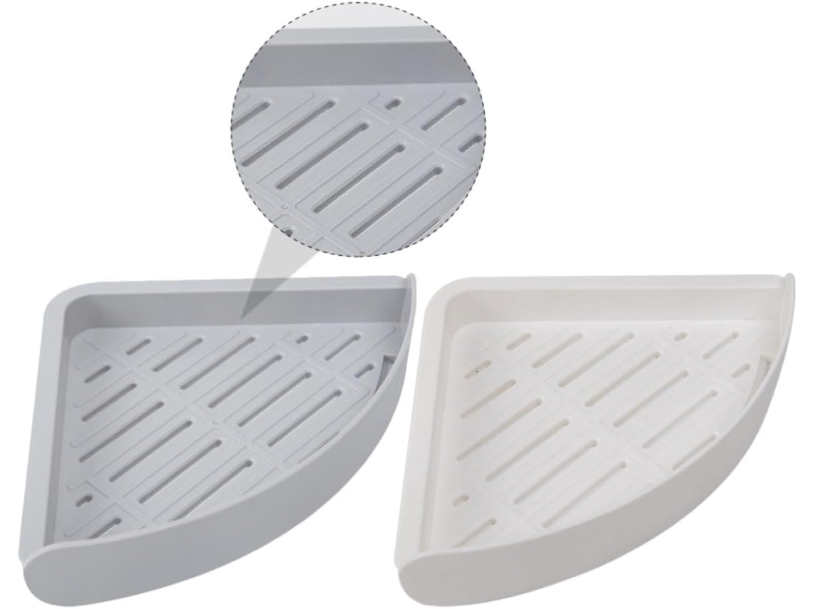 Villcase Conjunto De 2-prateleiras Canto Para Banheiro, Em Pp Triangular, Brancas, Leves E Com Fixação Estável
