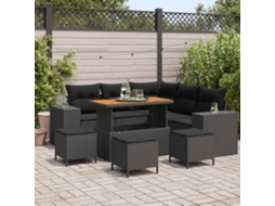 Vidaxl Conjunto De Sofá De Jardim 9 Unid. 8-número De Lugares Preto