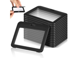 Lurelia Porta-crachá Transparente Portátil Horizontal Em Plástico Preto 4x3 Polegadas Para Escritório E Escola