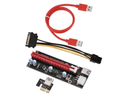 Placa Adaptadora Riser De Mineração Usb3.0 Pci-e 1x Para 16x Com Cabo Vermelho Sata De 6 Pinos