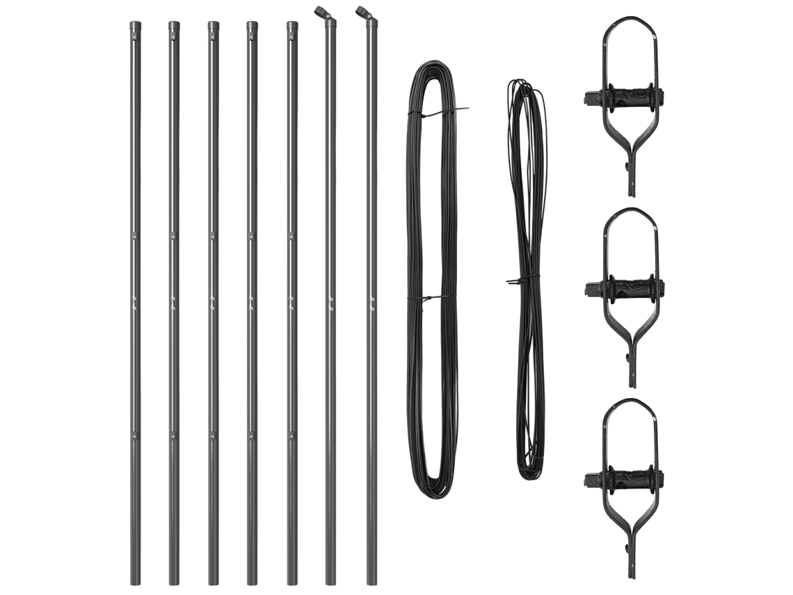 Conjunto 7 Poste De Cerca Vidaxl Cinzento Aço (210 Cm)