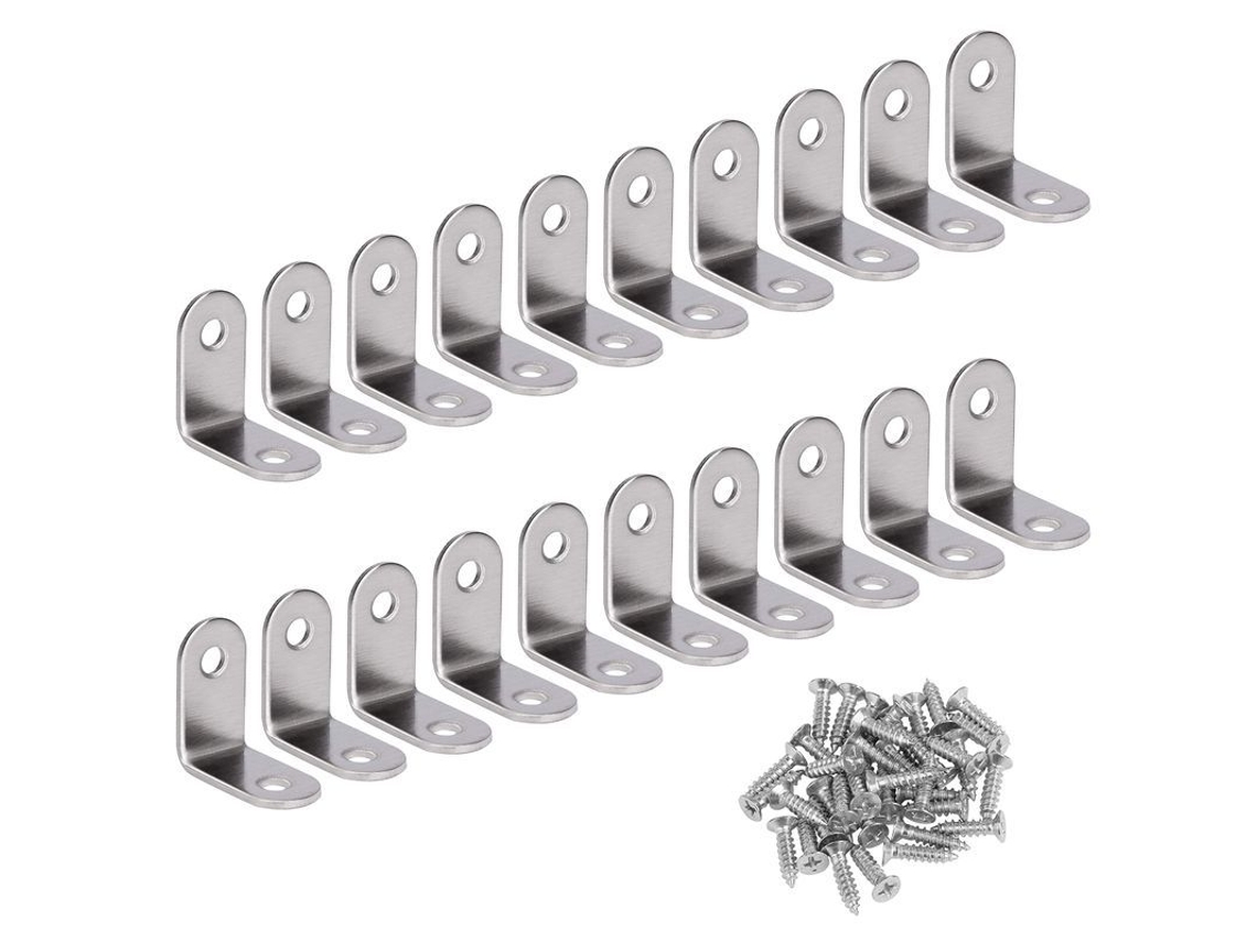 Soporte de Aço Inoxidável em Ângulo Retto de 90 Graus com 20 Parafusos Prata 30x30x16mm