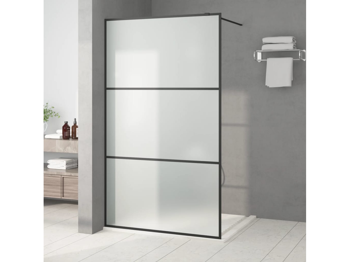 Vidaxl Divisória De Chuveiro 115x195 Cm Vidro Opaco Esg Preto