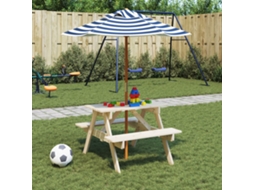 Vidaxl Mesa De Piquenique Para 4 Crianças Com Guarda-sol Abeto Maciço