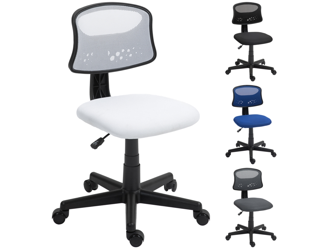 Cadeira De Escritório Sem Braços, Giratória, Com Encosto Em Tela Respirável, Altura Ajustável, Branca.ergonômica E Confortável, Com Altura