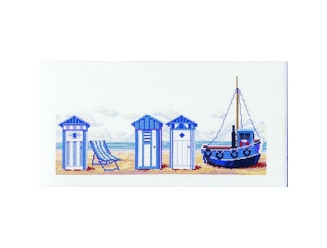 Kit De Ponto Contados Cabines De Praia 30 X 40 Cm Marie Coeur