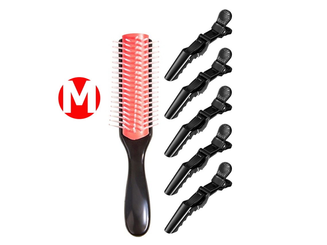 Conjunto de 2 Pentes Danman para Ondular Cabelos, com 9 Fileiras de Dentes, Pente Alisador e Pente para Cabelos Molhados e Lisos. MDUG (m)